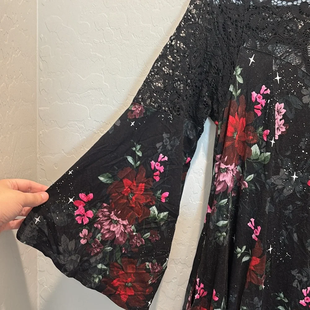 Torrid Black and Pink Floral Lace Dress - Picture 4 of 7